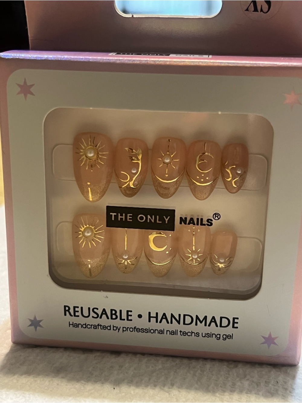 The Only Nails Nude & Gold Celestial Reusable Press-On Set